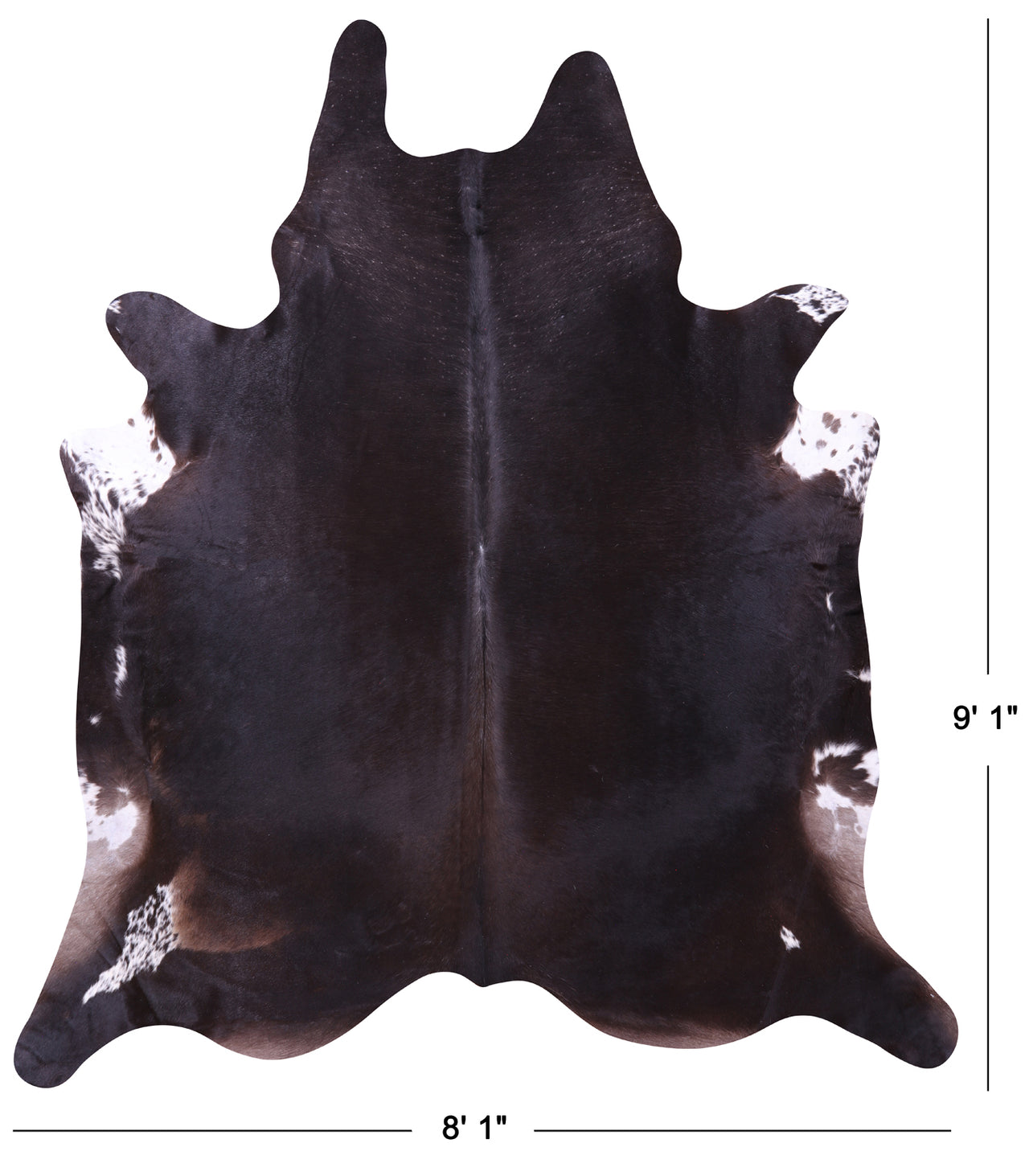Dark Brown Natural Cowhide Rug - XX-Large 9' 1"H x 8' 1"W