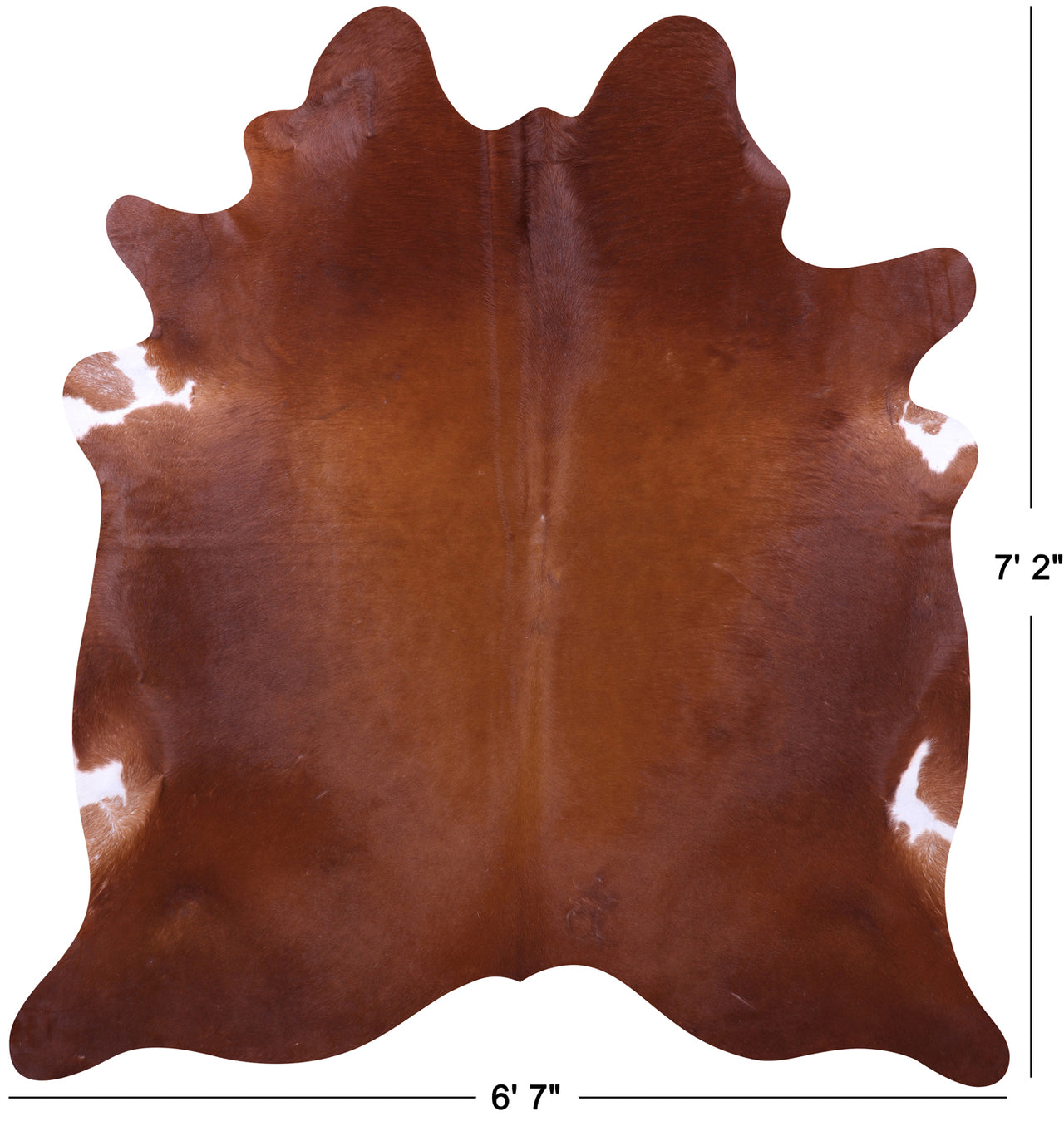 Brown Natural Cowhide Rug - X-Large 7' 2"H x 6' 7"W