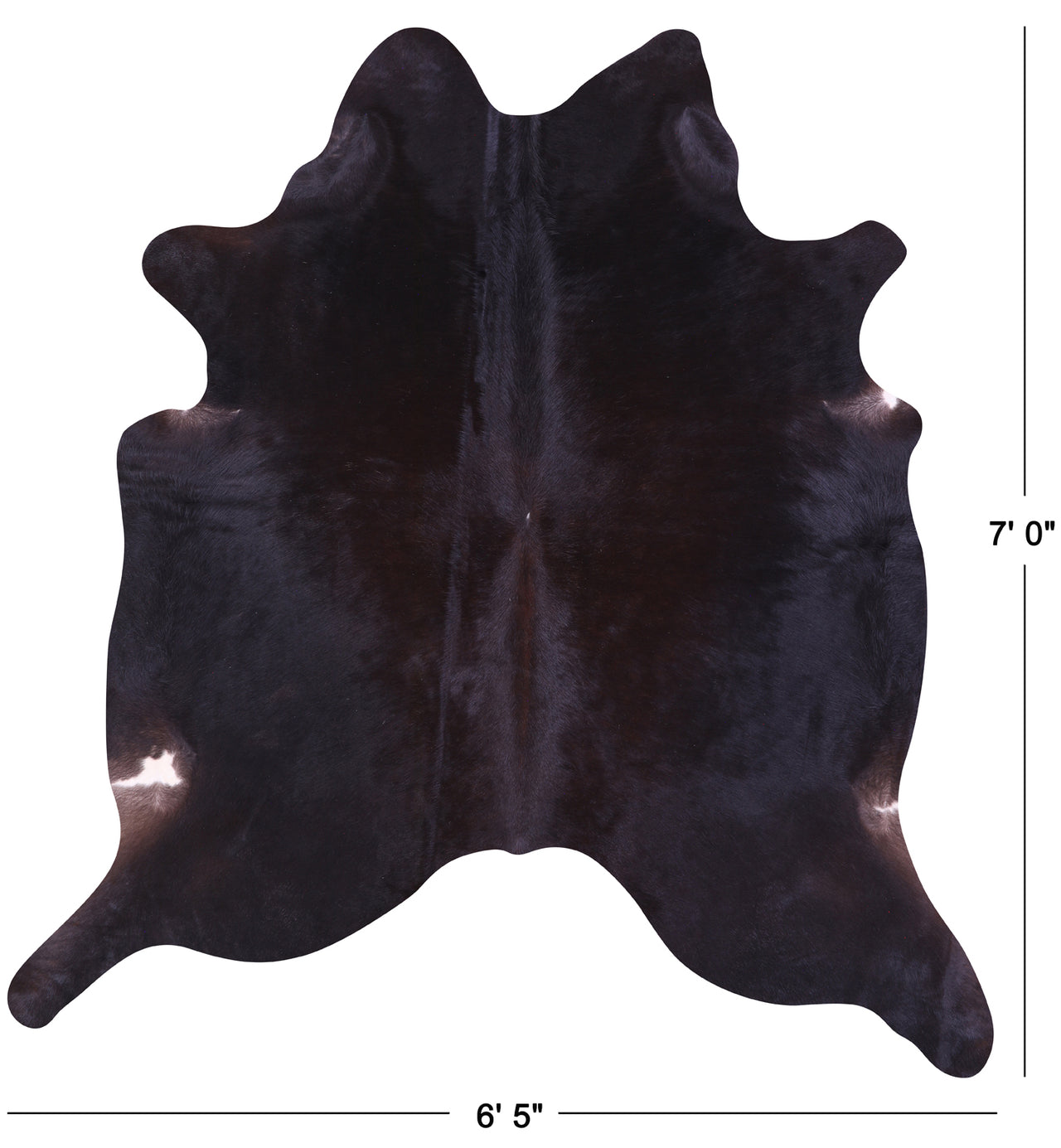 Black Natural Cowhide Rug - X-Large 7' 0"H x 6' 5"W