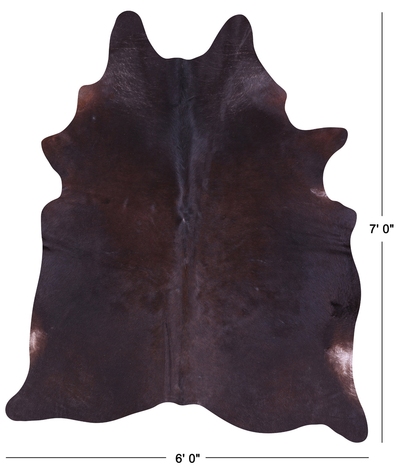 Dark Brown Natural Cowhide Rug - X-Large 7' 0"H x 6' 0"W