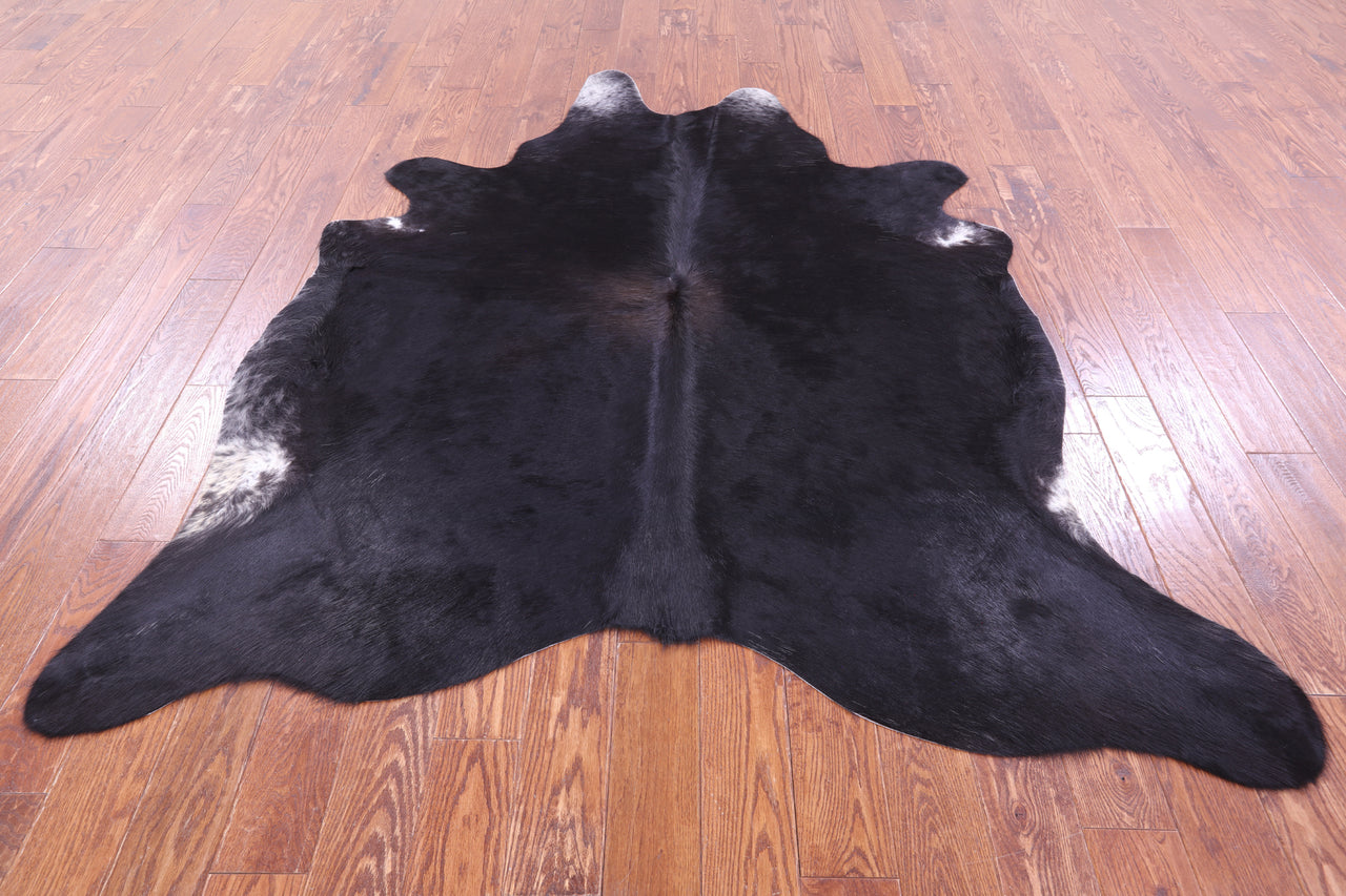 Black Natural Cowhide Rug - X-Large 7' 2"H x 6' 2"W