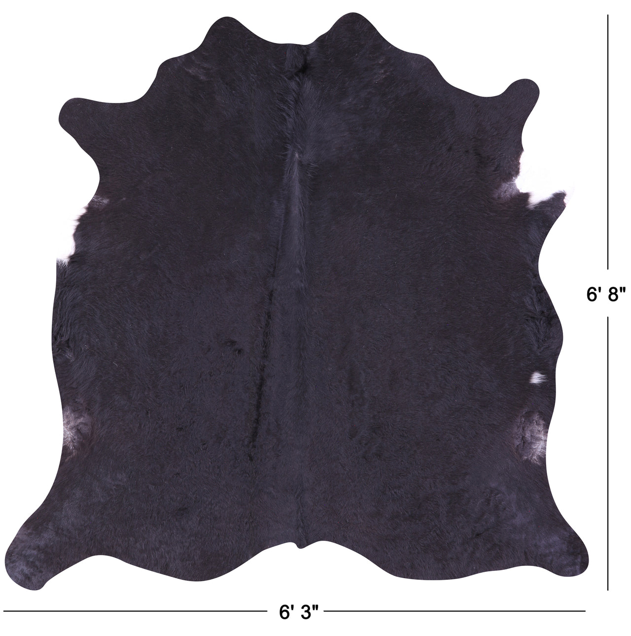 Black Natural Cowhide Rug - Large 6' 8"H x 6' 3"W