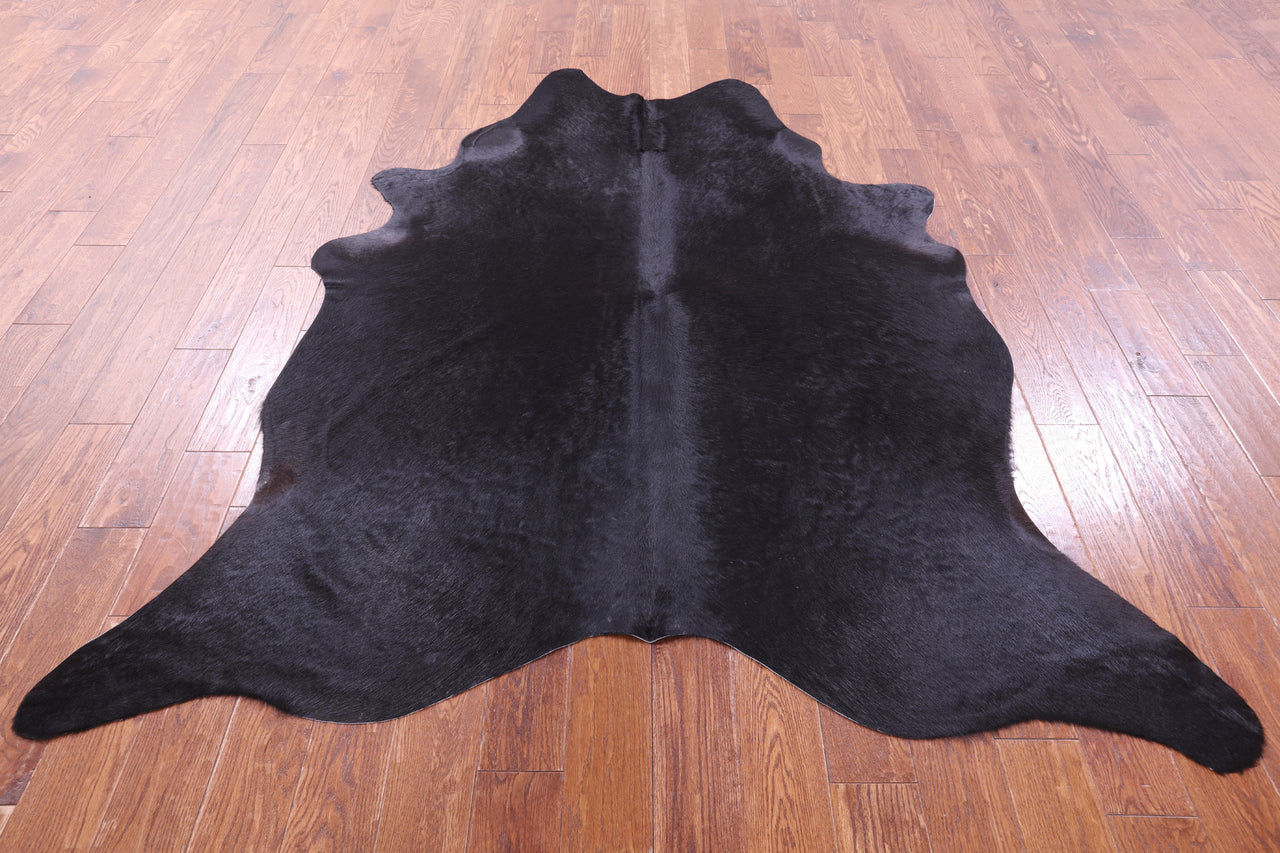 Black Natural Cowhide Rug - X-Large 7' 2"H x 6' 1"W
