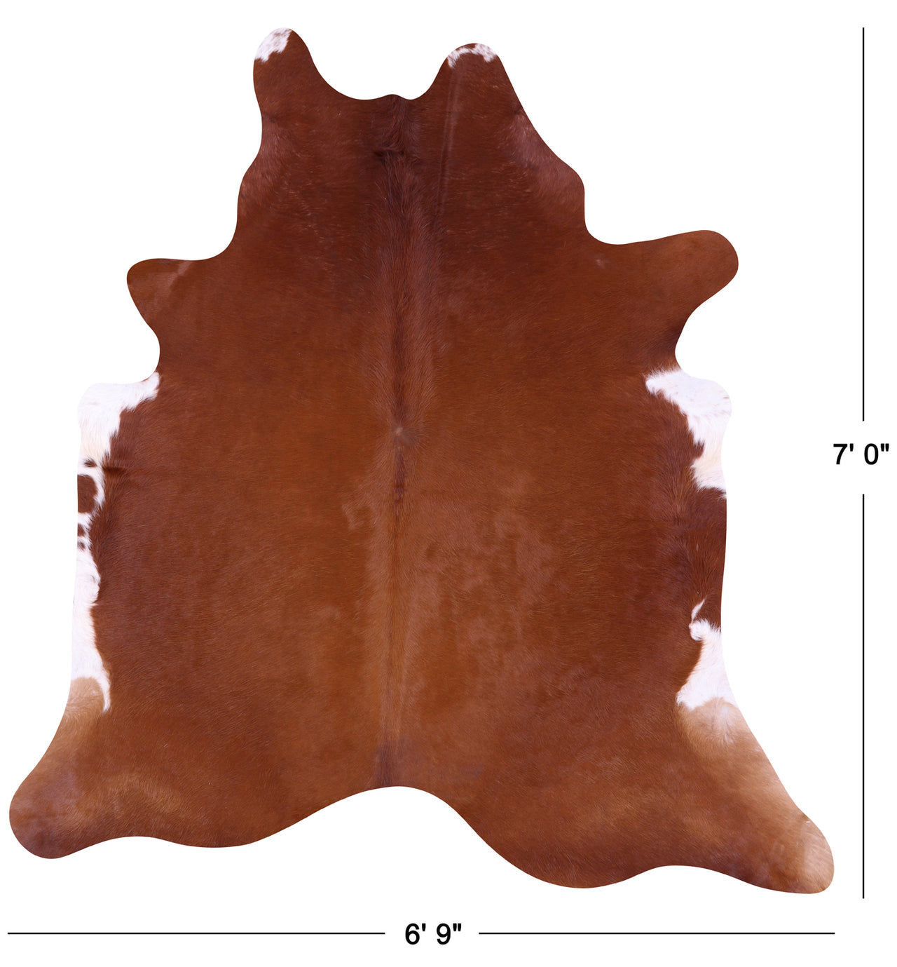 Brown Natural Cowhide Rug - X-Large 7' 0"H x 6' 9"W