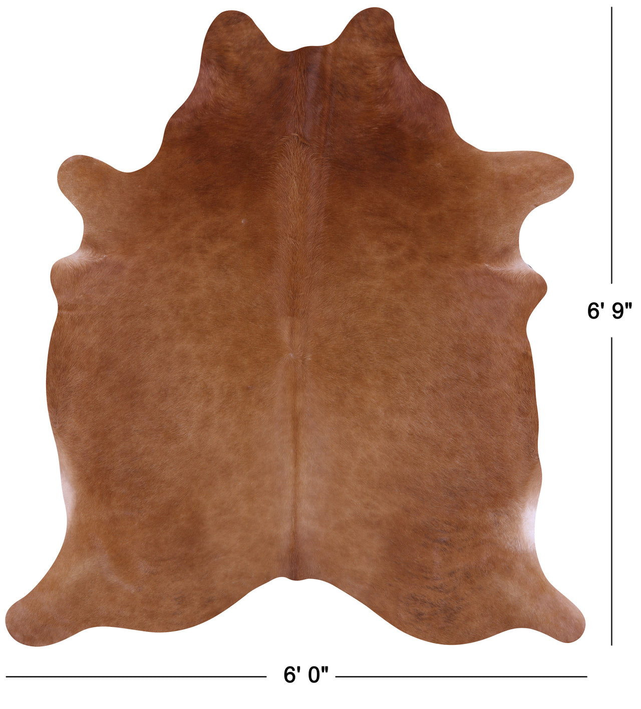 Brown Natural Cowhide Rug - Large 6' 9"H x 6' 0"W