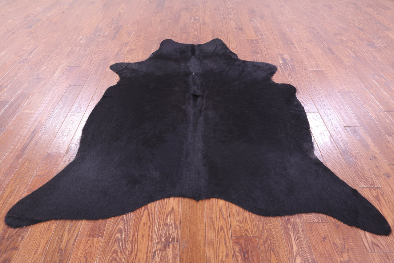Black Natural Cowhide Rug - X-Large 7' 2"H x 6' 6"W