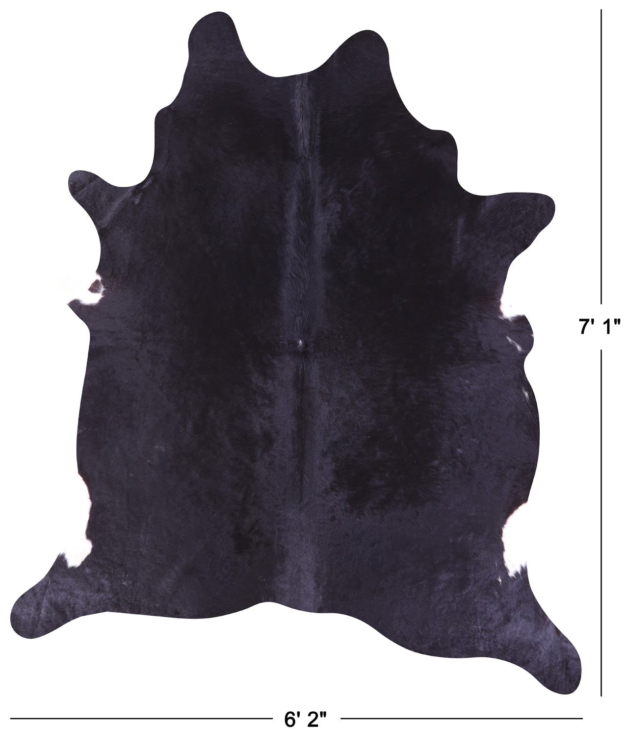 Black Natural Cowhide Rug - X-Large 7' 1"H x 6' 2"W