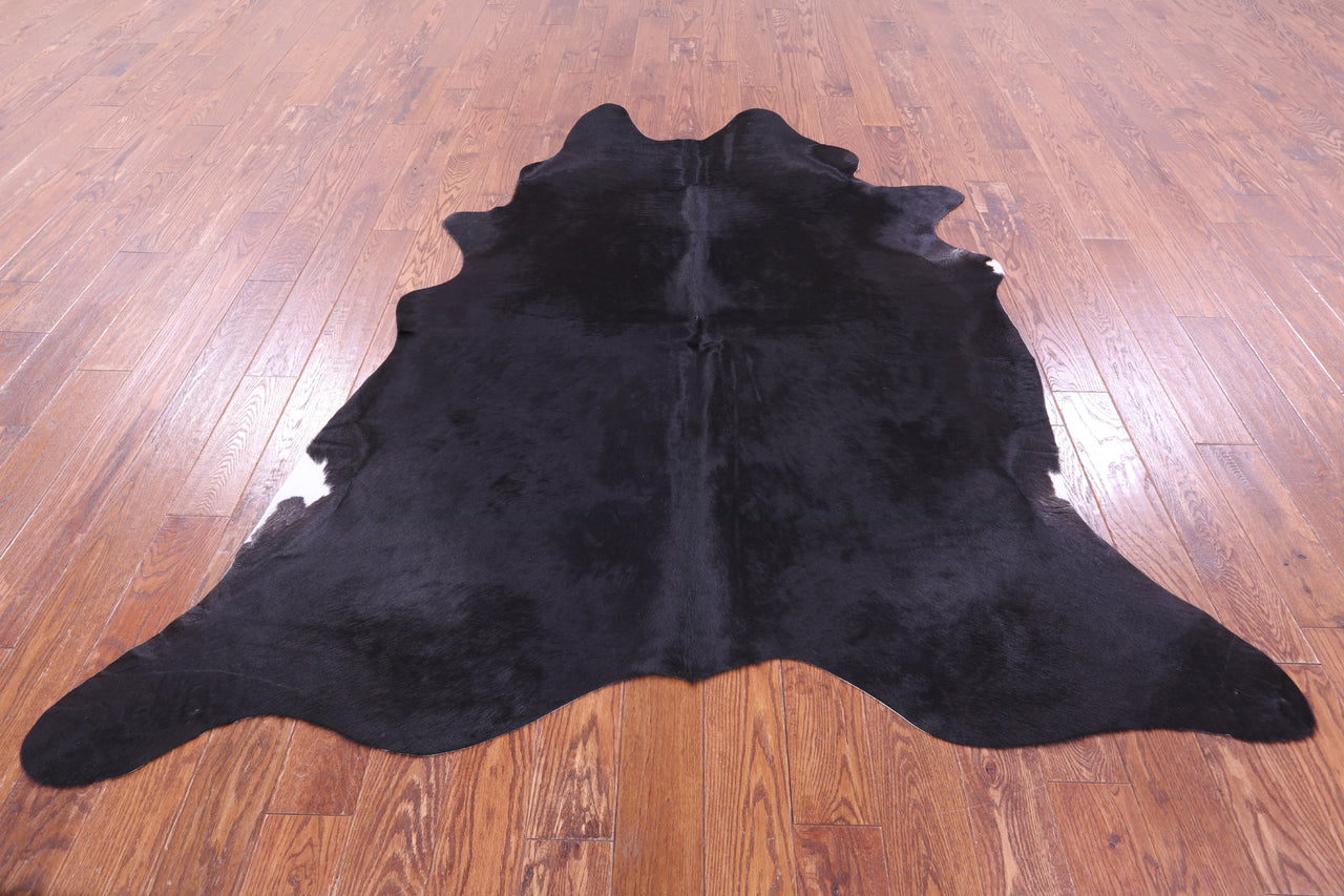 Black Natural Cowhide Rug - X-Large 7' 4"H x 6' 6"W