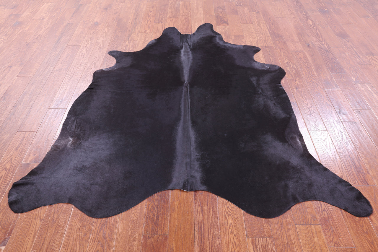 Black Natural Cowhide Rug - Large 6' 10"H x 6' 4"W