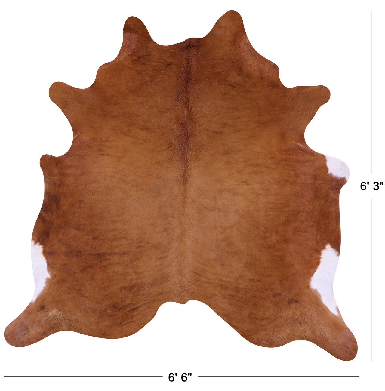 Brown Natural Cowhide Rug - Medium 6' 3"H x 6' 6"W