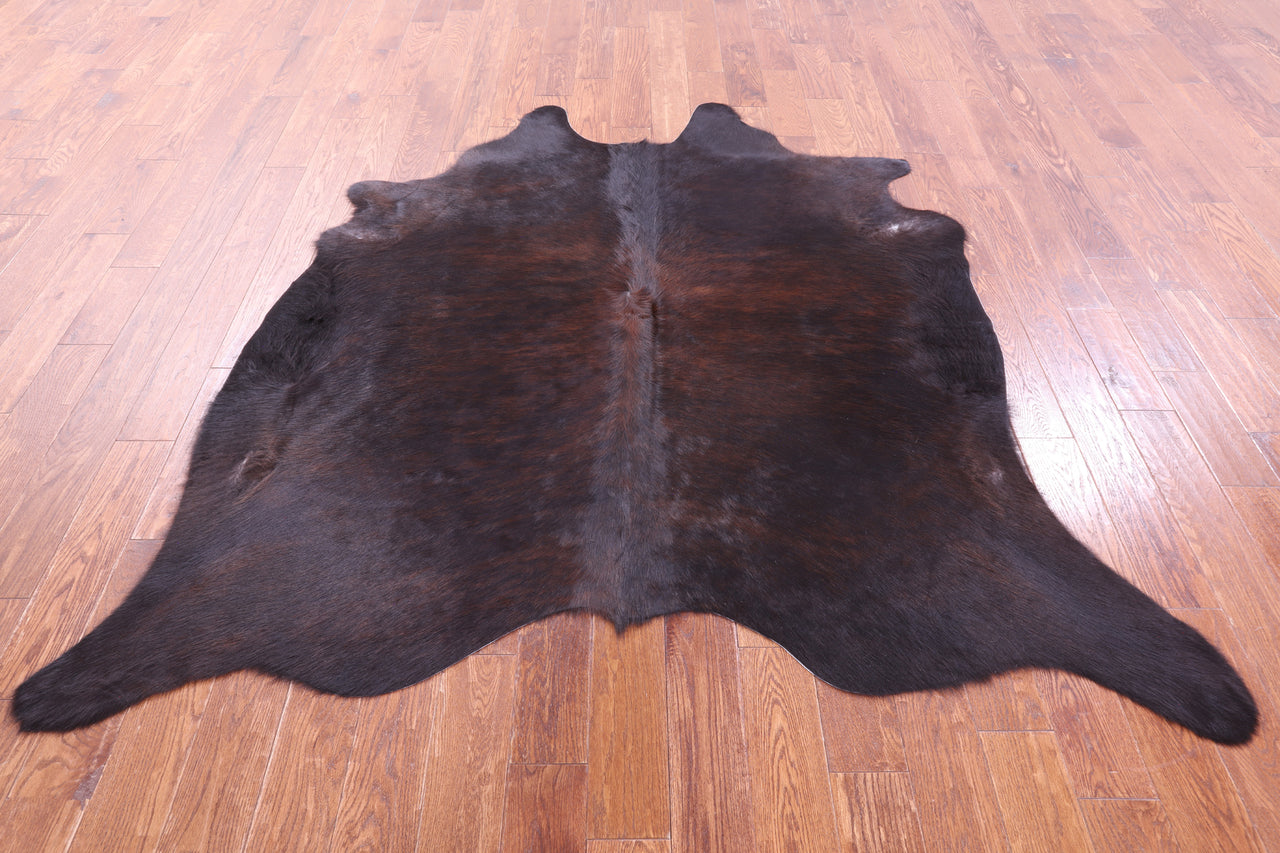 Dark Brown Natural Cowhide Rug - X-Large 7' 0"H x 6' 9"W
