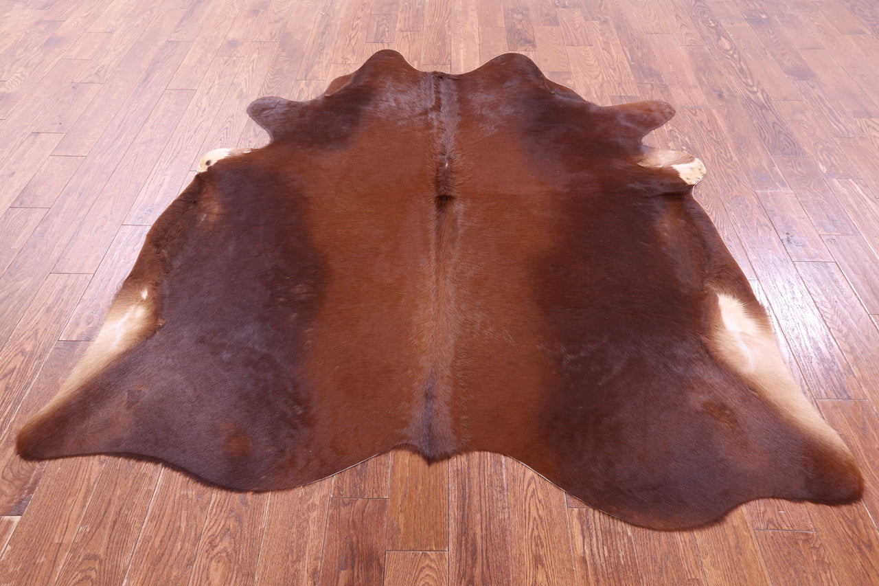 Brown Natural Cowhide Rug - X-Large 7' 0"H x 6' 2"W