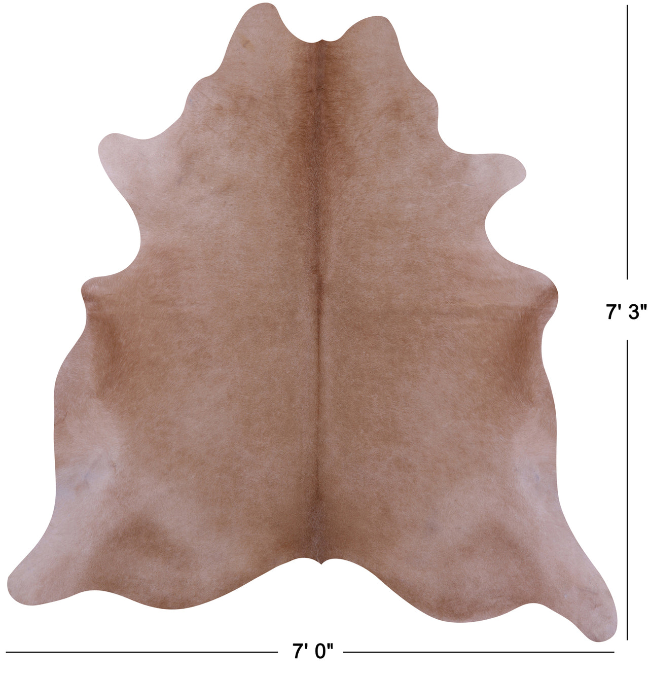 Light Brown Natural Cowhide Rug - X-Large 7' 3"H x 7' 0"W