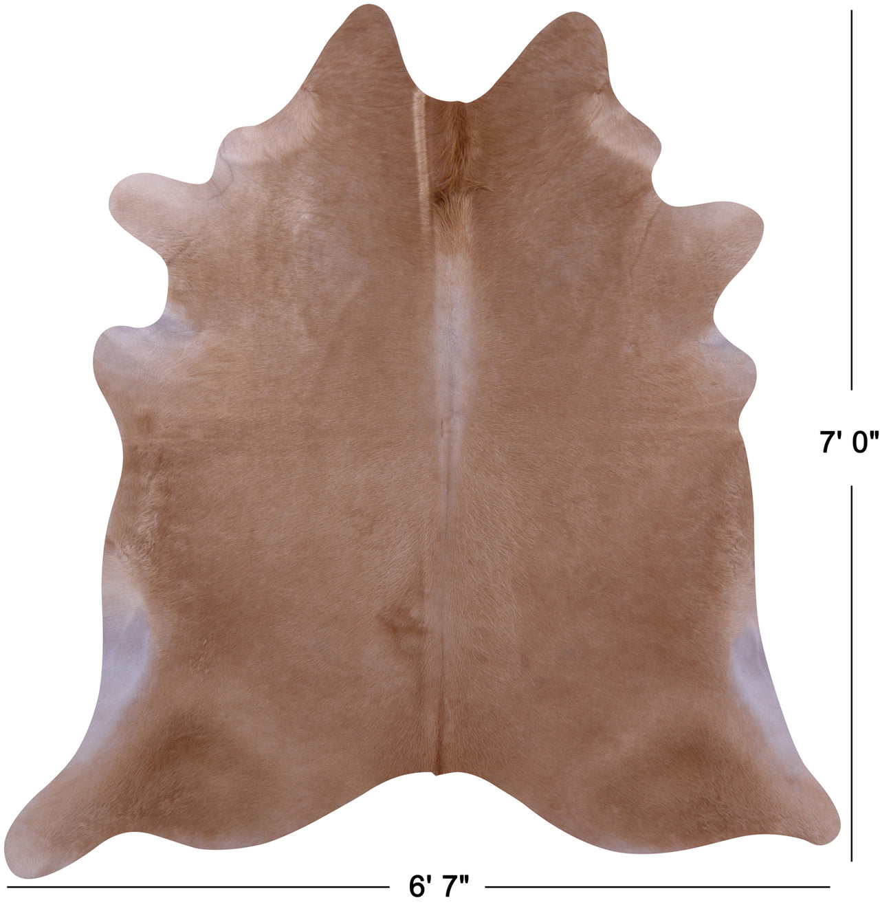 Light Brown Natural Cowhide Rug - X-Large 7' 0"H x 6' 7"W