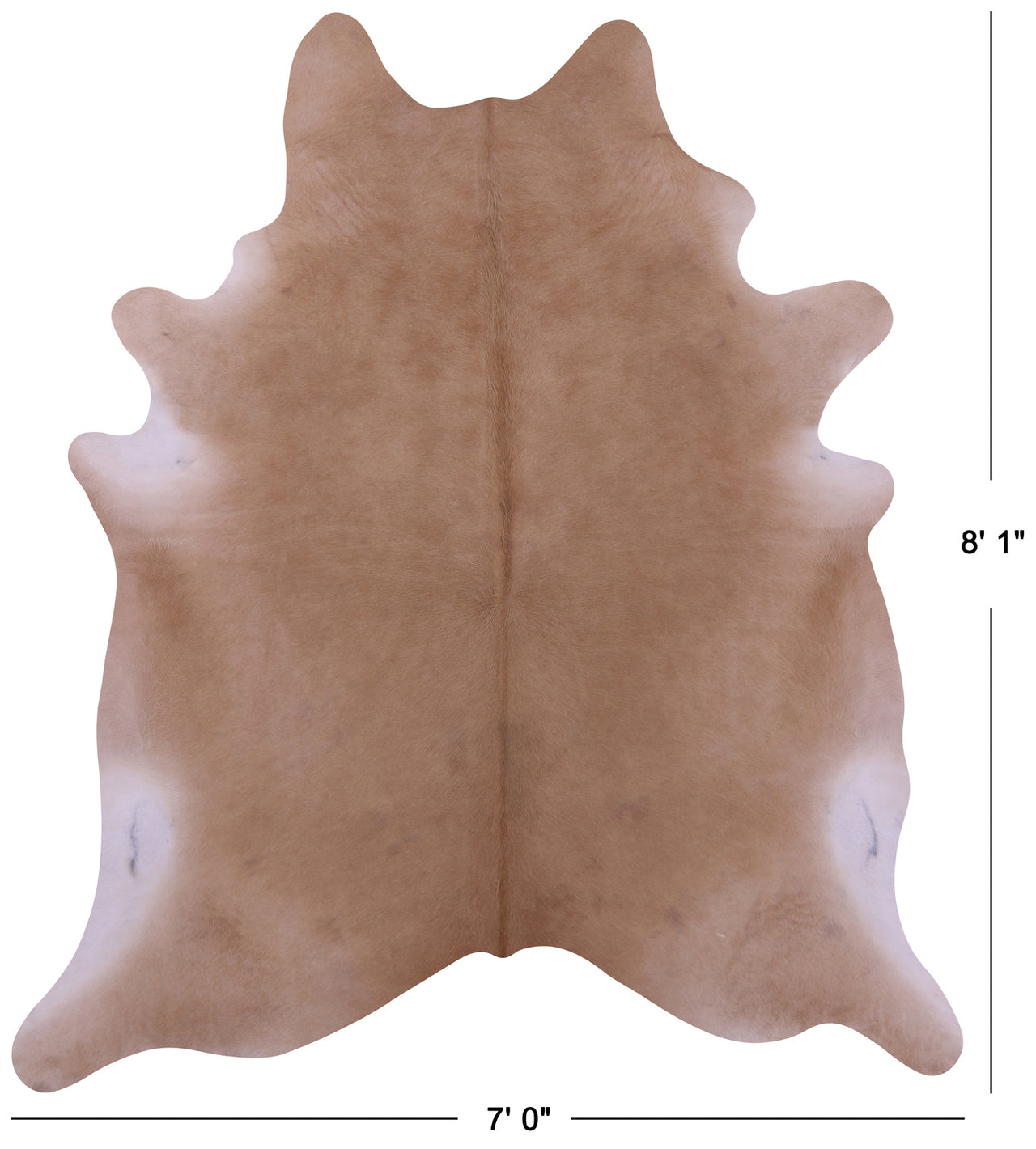Light Brown Natural Cowhide Rug - XX-Large 8' 1"H x 7' 0"W