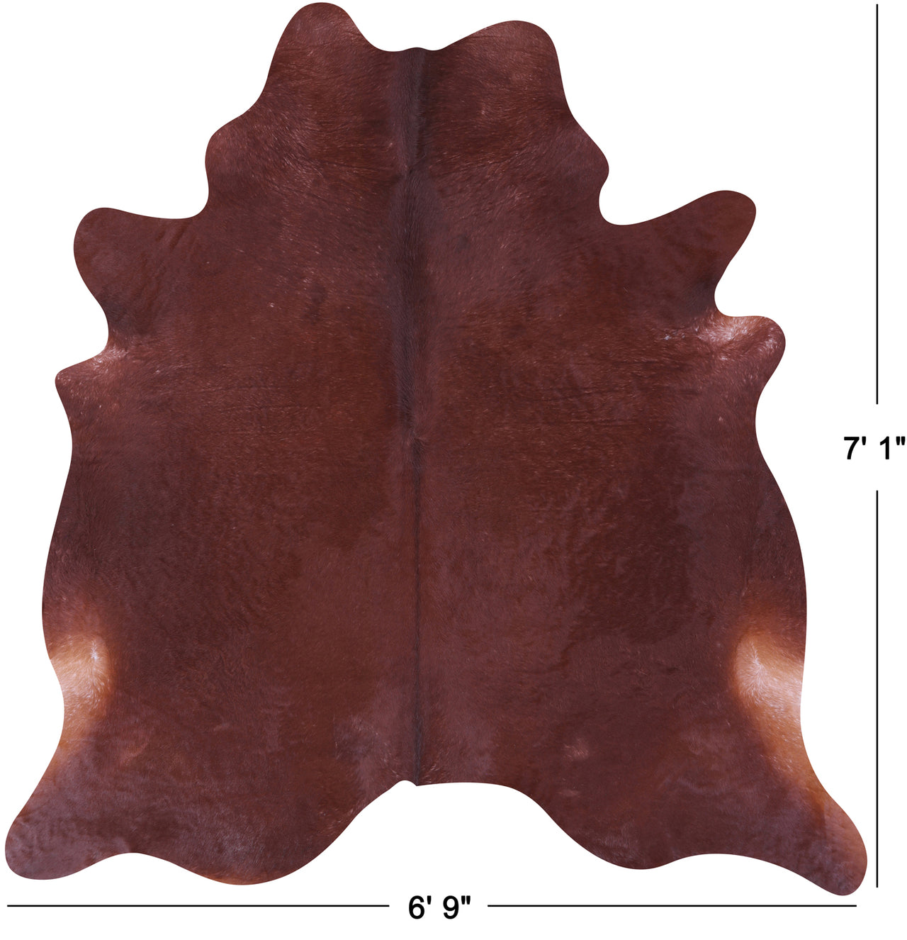 Brown Natural Cowhide Rug - X-Large 7' 1"H x 6' 9"W