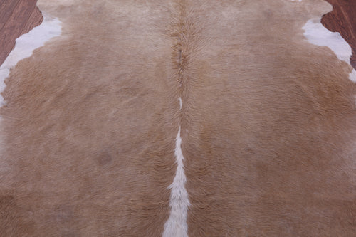 Light Brown & White Natural Cowhide Rug - XX-Large 8' 3