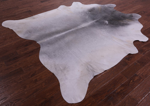 Grey & White Natural Cowhide Rug - XX-Large 8' 9