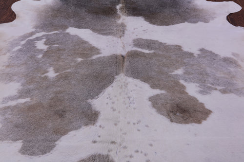 Grey & White Natural Cowhide Rug - XX-Large 8' 5