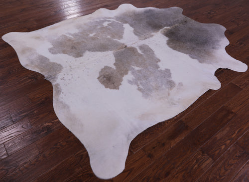 Grey & White Natural Cowhide Rug - XX-Large 8' 5