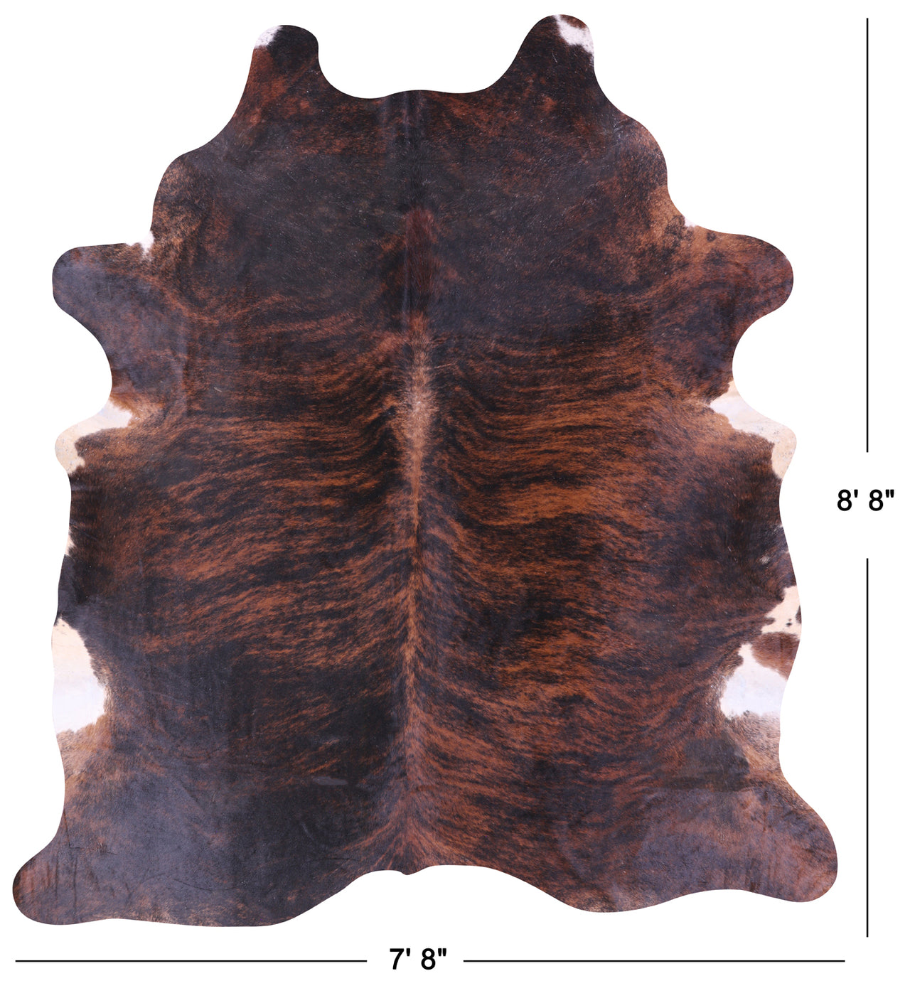 Dark Brindle Natural Cowhide Rug - XX-Large 8' 8"H x 7' 8"W
