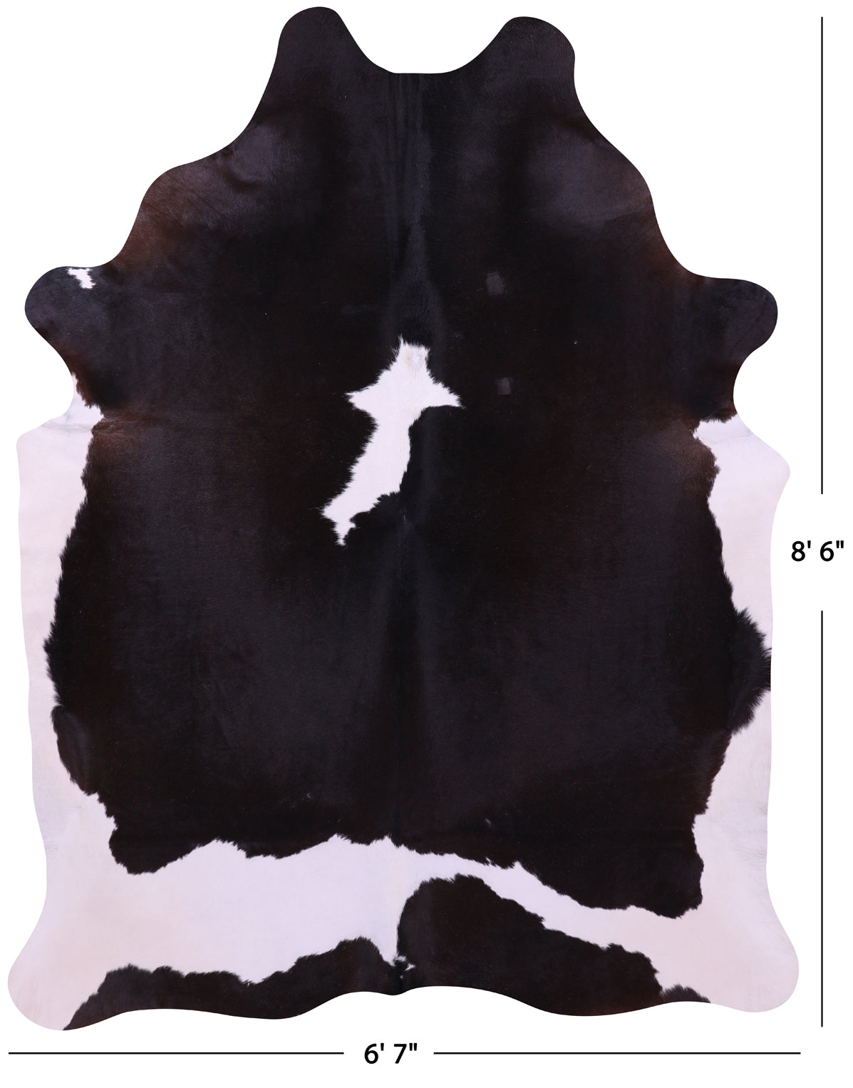 Black & White Natural Cowhide Rug - XX-Large 8' 6"H x 6' 7"W