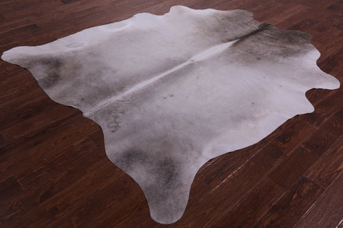 Grey & White Natural Cowhide Rug - XX-Large 7' 8