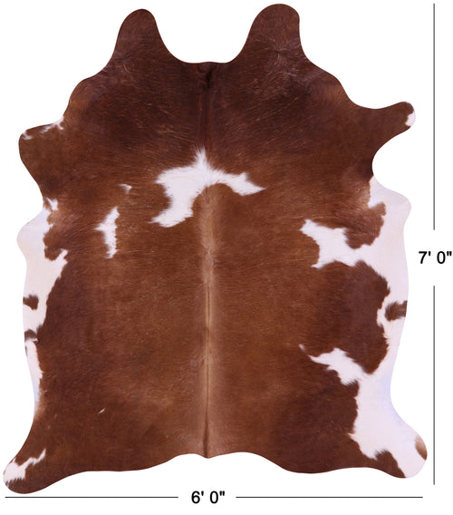 Brown & White Natural Cowhide Rug - X-Large 7' 0