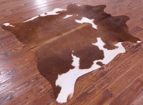 Brown & White Natural Cowhide Rug - X-Large 7' 0