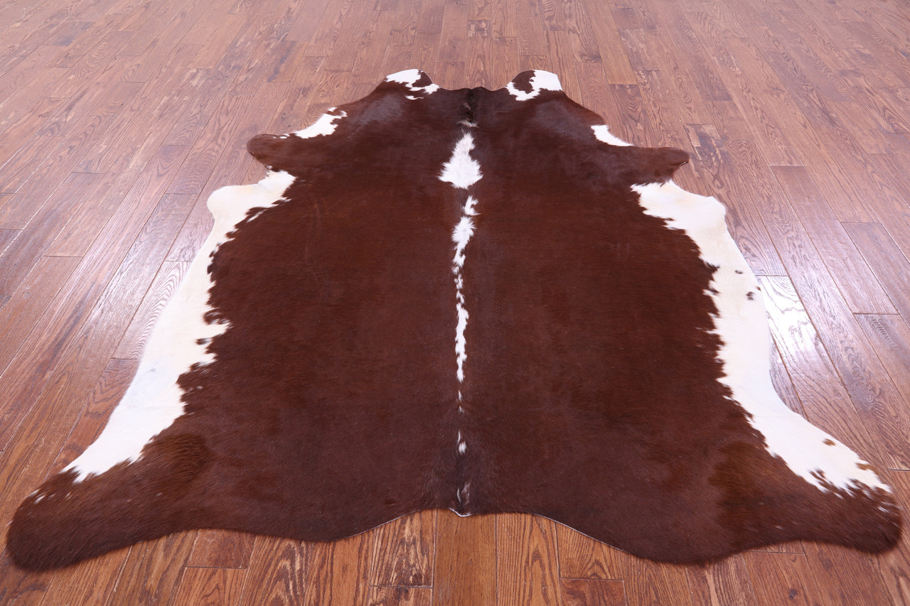 Brown & White Natural Cowhide Rug - XX-Large 7' 6"H x 6' 3"W