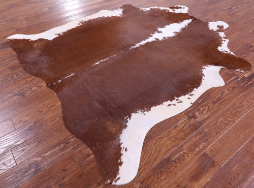 Brown & White Natural Cowhide Rug - XX-Large 7' 4