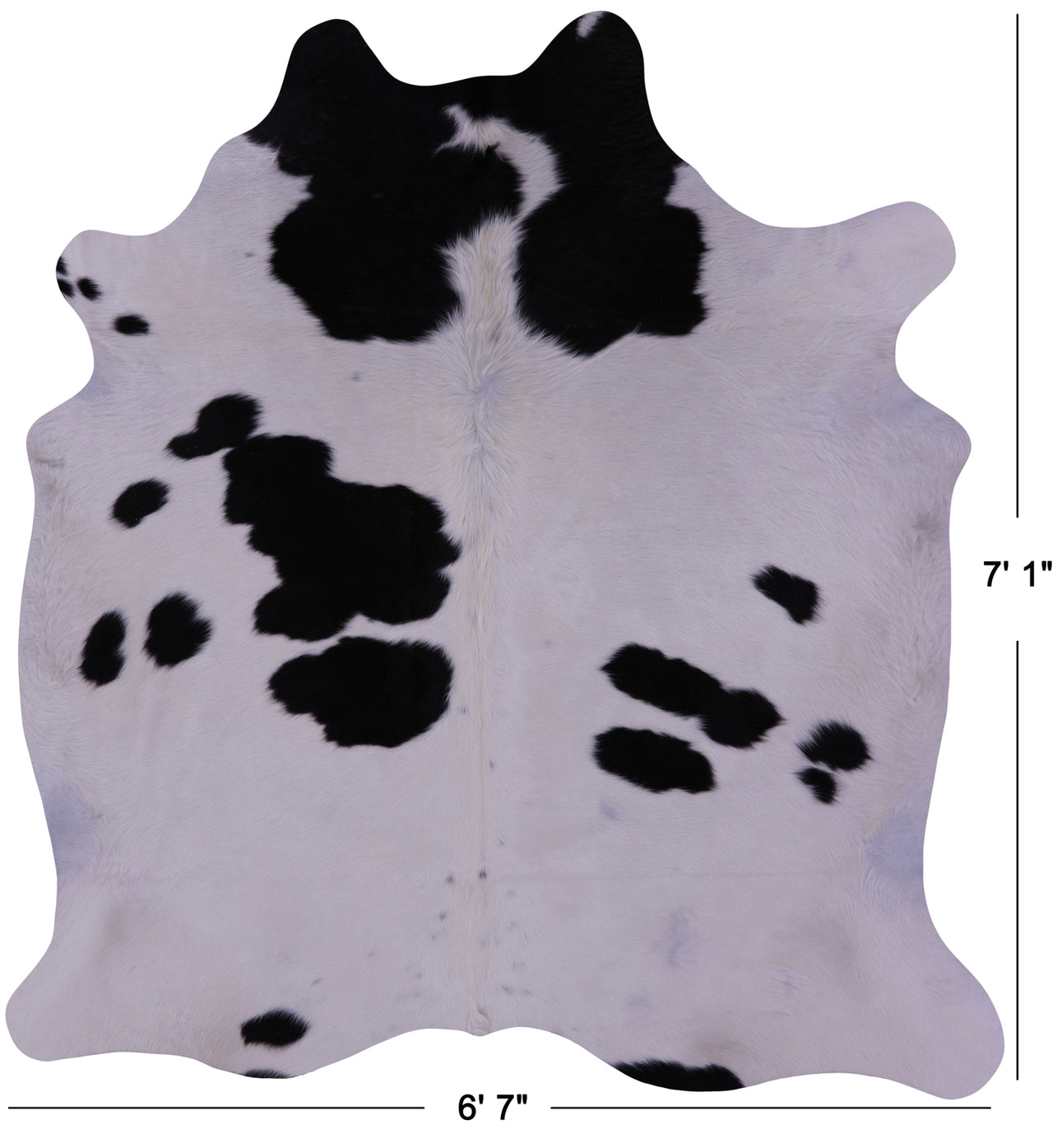 Black & White Natural Cowhide Rug - X-Large 7' 1"H x 6' 7"W