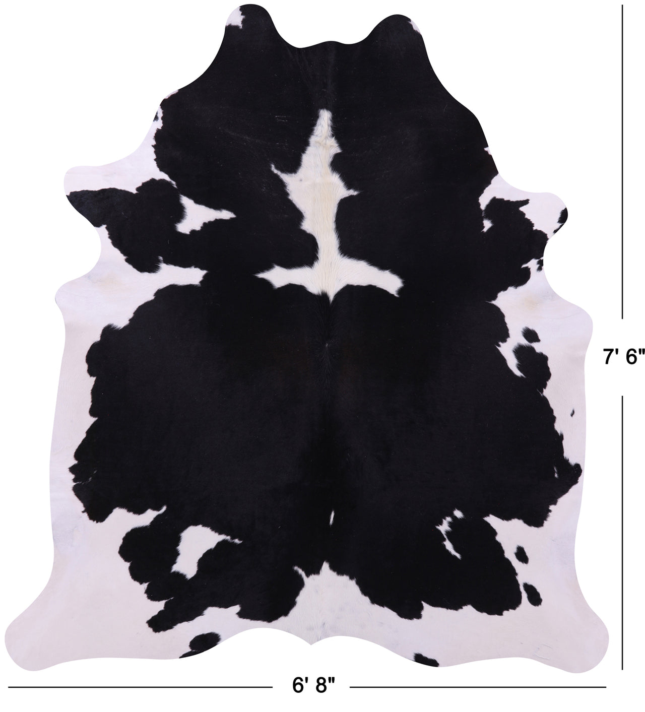 Black & White Natural Cowhide Rug - XX-Large 7' 6"H x 6' 8"W