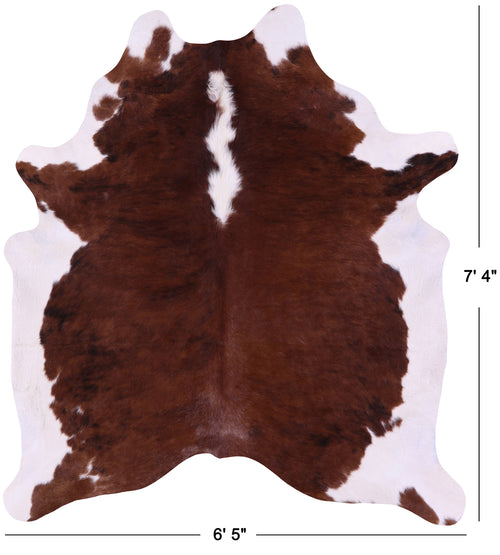 Brown & White Natural Cowhide Rug - XX-Large 7' 4
