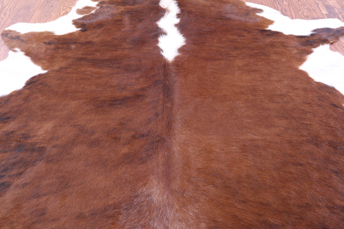 Brown & White Natural Cowhide Rug - XX-Large 7' 4