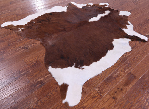 Brown & White Natural Cowhide Rug - XX-Large 7' 4