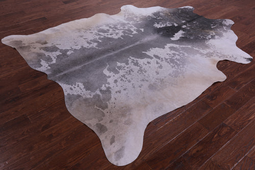 Grey & White Natural Cowhide Rug - XX-Large 8' 7