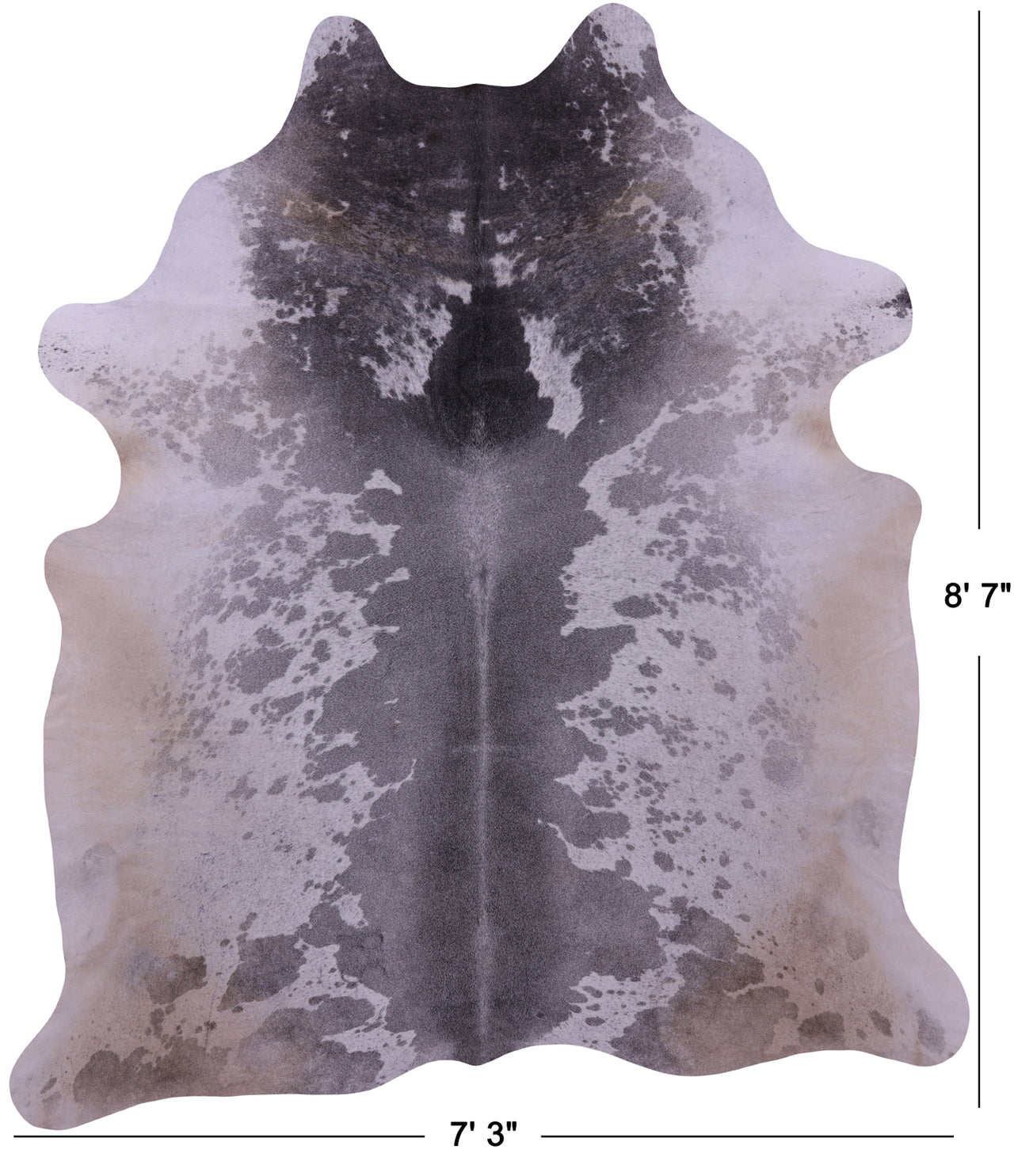 Grey & White Natural Cowhide Rug - XX-Large 8' 7"H x 7' 3"W