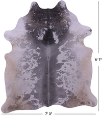 Thumbnail for Grey & White Natural Cowhide Rug - XX-Large 8' 7