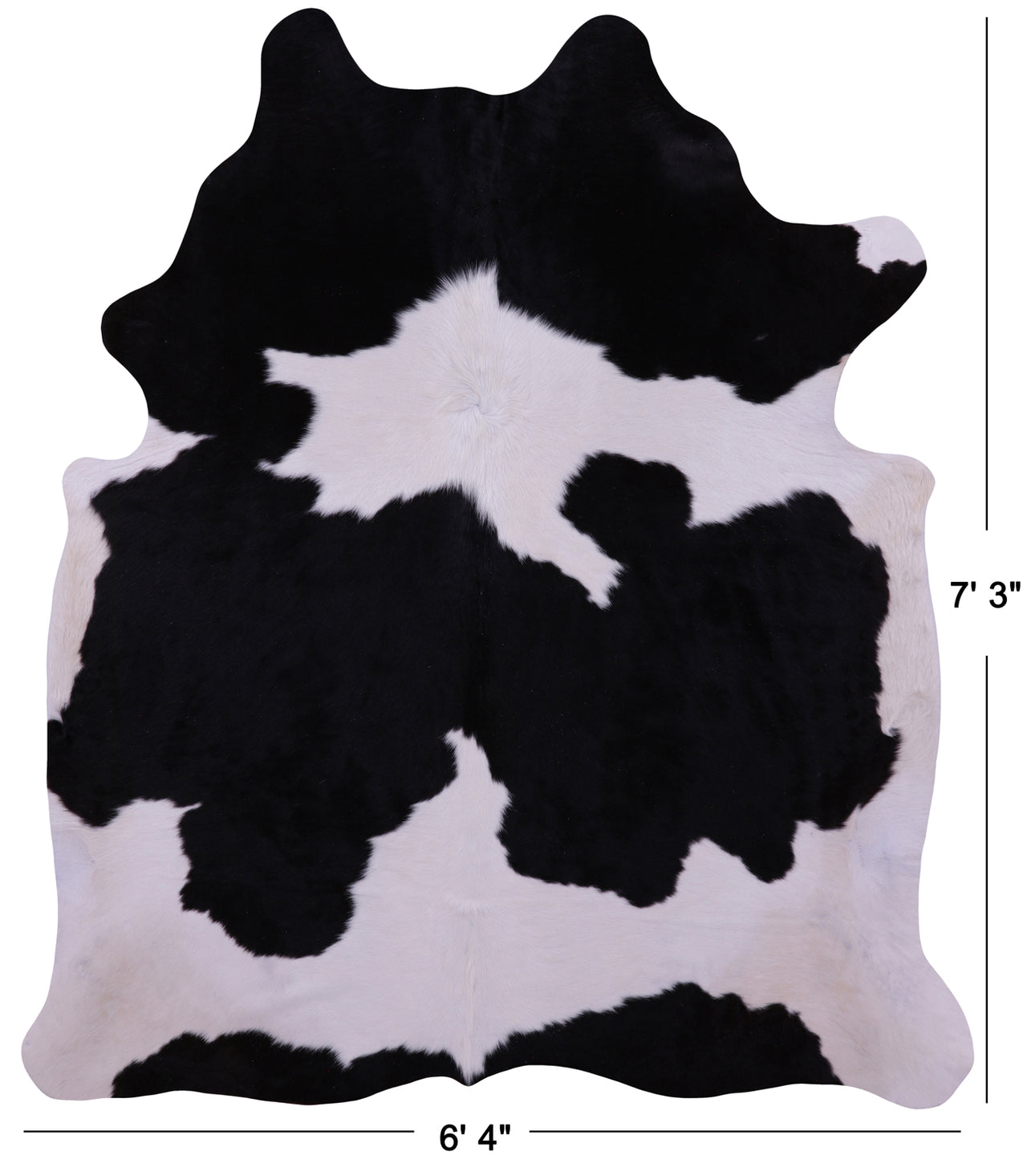Black & White Natural Cowhide Rug - X-Large 7' 3"H x 6' 4"W
