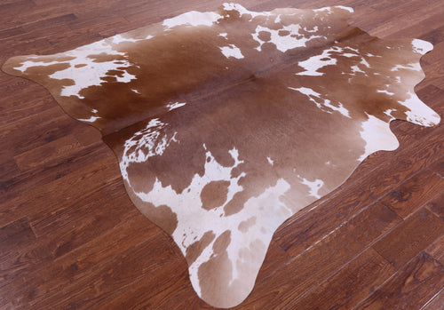 Brown & White Natural Cowhide Rug - XX-Large 7' 8