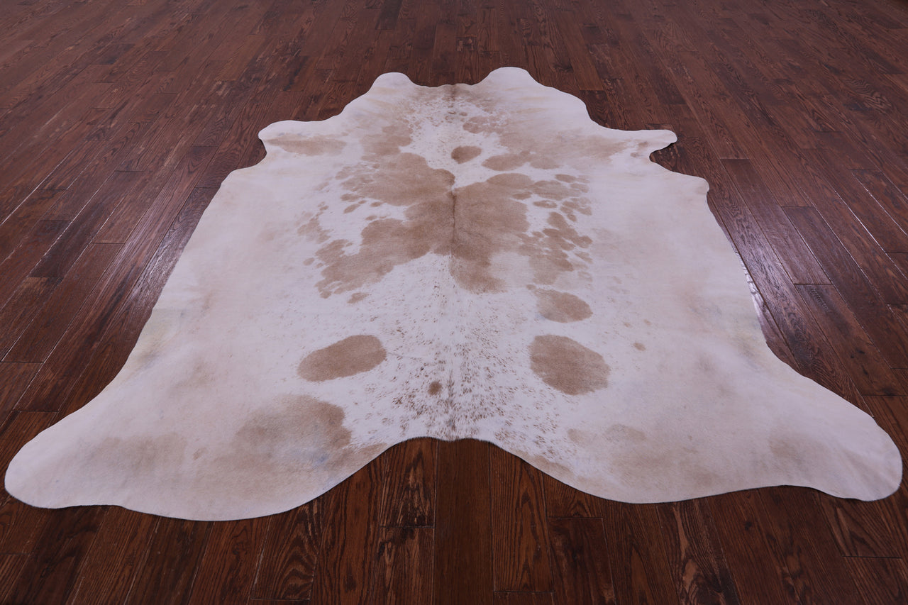 Brown & White Natural Cowhide Rug - XX-Large 8' 0"H x 7' 3"W
