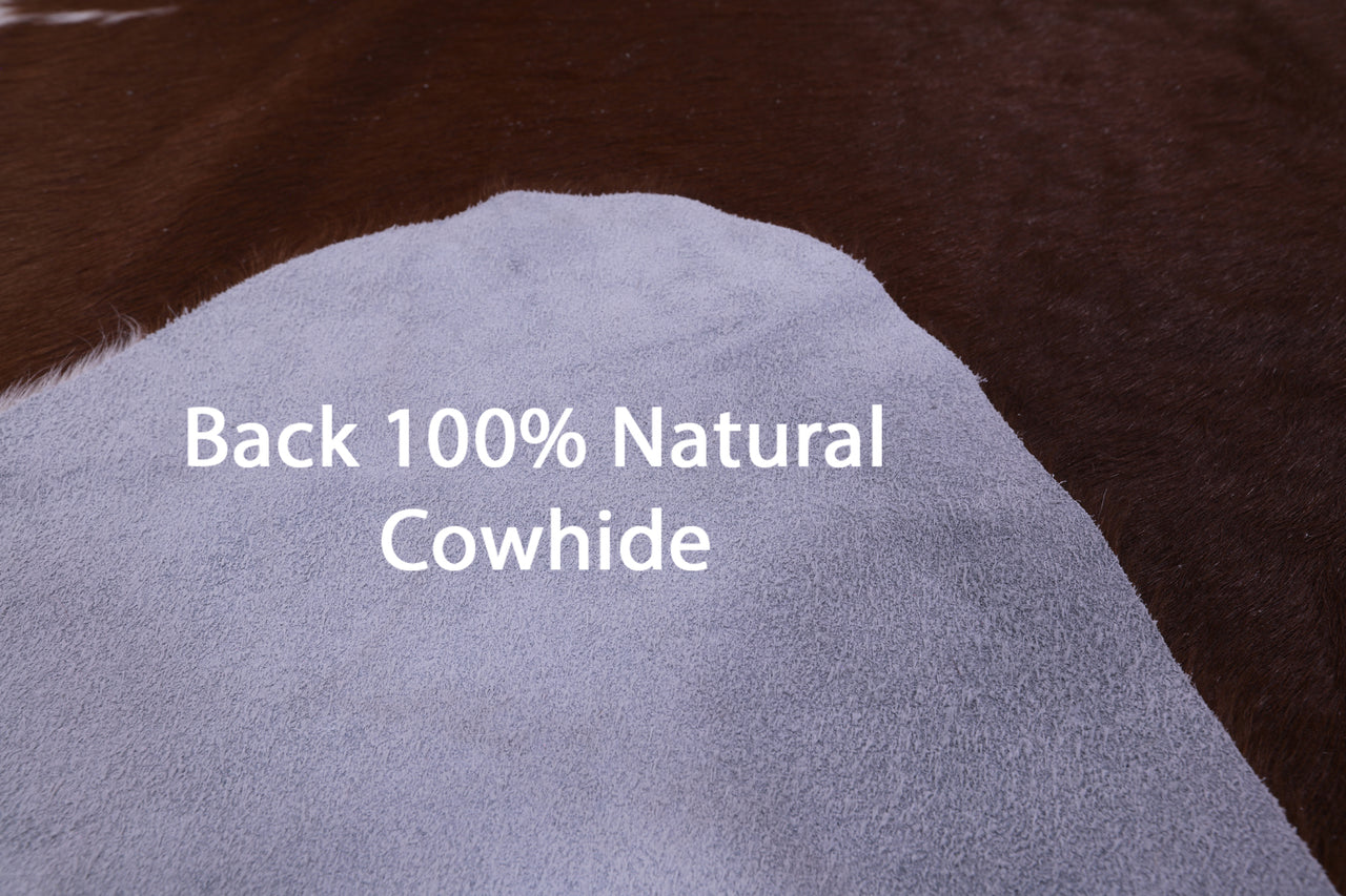 Brown & White Natural Cowhide Rug - XX-Large 8' 2"H x 7' 3"W