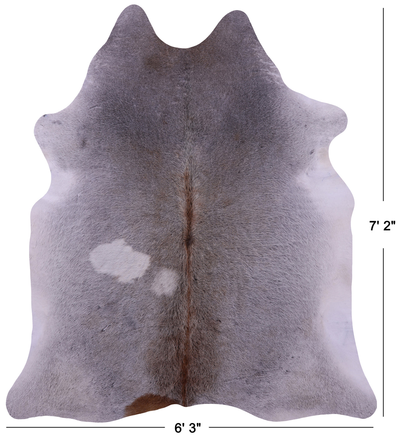 Grey Natural Cowhide Rug - X-Large 7' 2"H x 6' 3"W