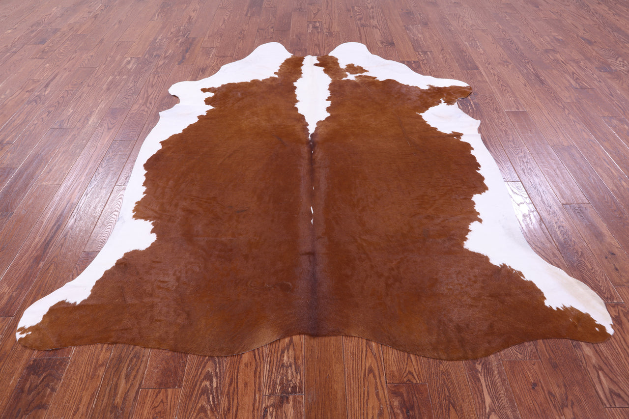 Brown & White Natural Cowhide Rug - XX-Large 7' 8"H x 6' 9"W