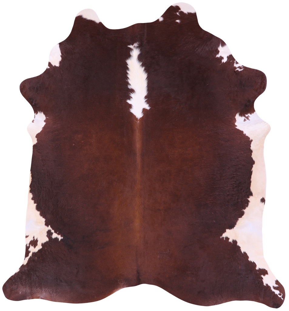 Brown & White Natural Cowhide Rug - XX-Large 8' 0"H x 7' 3"W