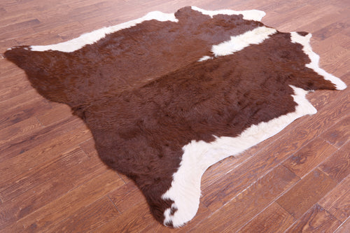 Brown & White Natural Cowhide Rug - X-Large 7' 3