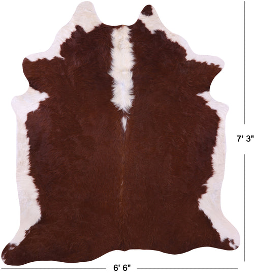 Brown & White Natural Cowhide Rug - X-Large 7' 3