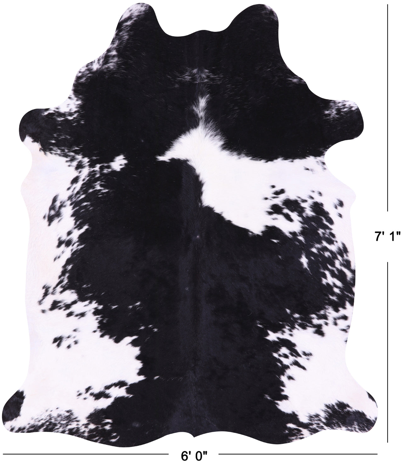 Black & White Natural Cowhide Rug - X-Large 7' 1"H x 6' 0"W