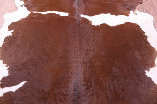 Brown & White Natural Cowhide Rug - XX-Large 7' 7